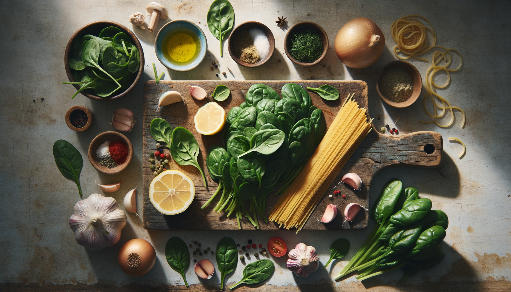 Lemon Garlic Spaghetti with Spinach
