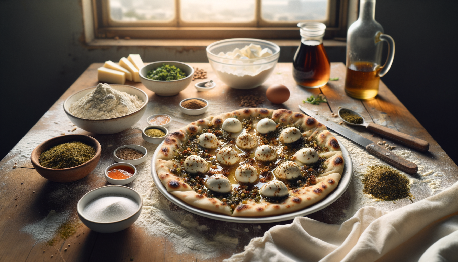 Lebanese Manakish with Za'atar and Fresh Mozzarella